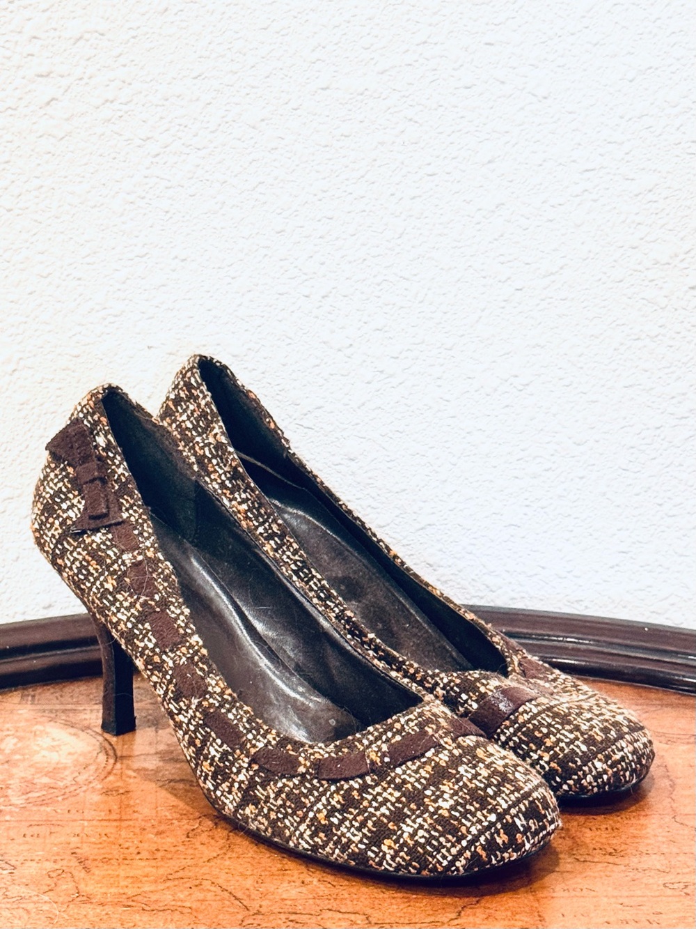 Wild Diva Retro Brown Tweed Mid-Heel Classic Pumps Size 10 NWOT